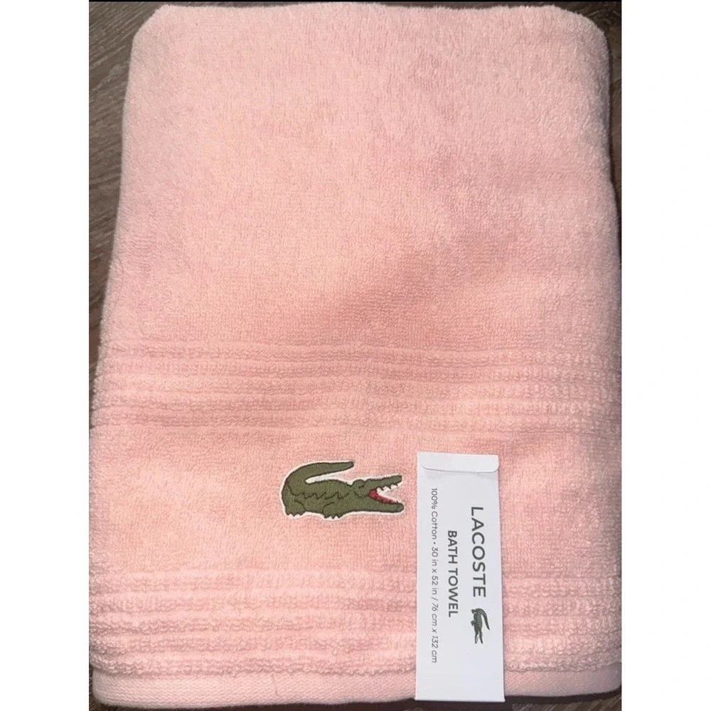 Lacoste ~ Champaign Pink Bath Towel 100% Cotton 30
